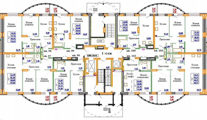 2-к. квартира, 69,6 м², 1/14 эт.