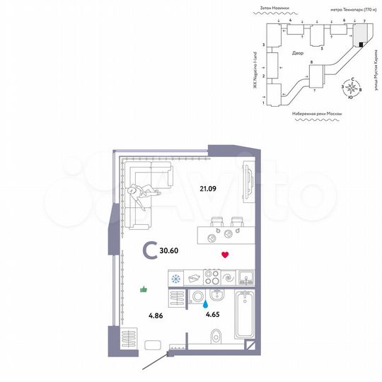 Квартира-студия, 30,6 м², 8/20 эт.