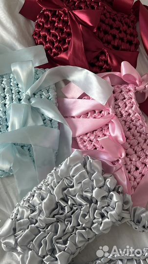 Сумка вязаная из атласной ленты