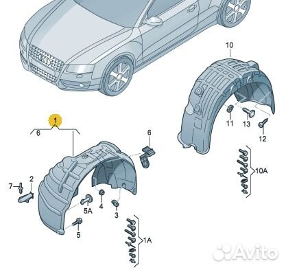 Подкрылок передний на Audi A4 B8 с 2007