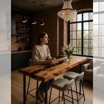 Стол для кухни из карагача и эпоксидной смолы, Белорецк