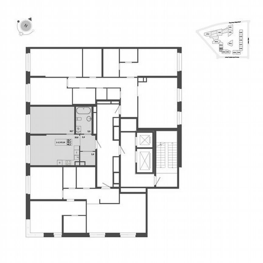 1-к. квартира, 49,2 м², 7/9 эт.