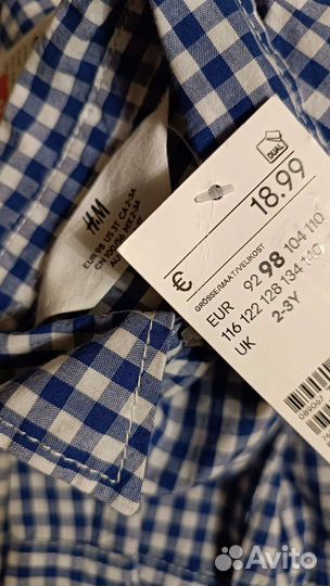 Новая рубашка H&M 98, 134 клетка