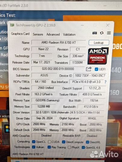 Видеокарта amd radeon rx 6700 xt asus rog strix