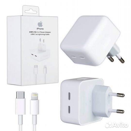 Быстрая зарядка iPhone 35W 2 type-c+ кабель