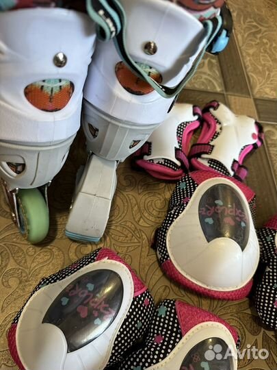 Роликовые коньки детские, защита, шлем