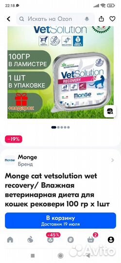Лечебный корм Monge VetSolution Cat Recovery