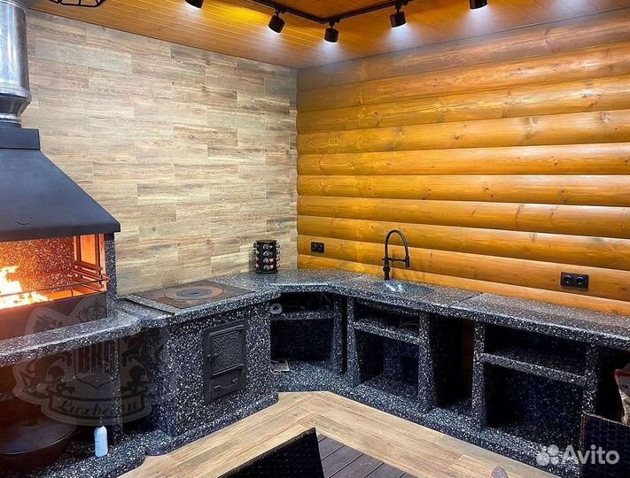 Мангальная зона без грязи и стройки на участке