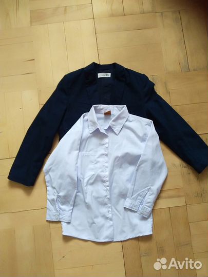 Пиджак H&M и рубашка на мальчика р122