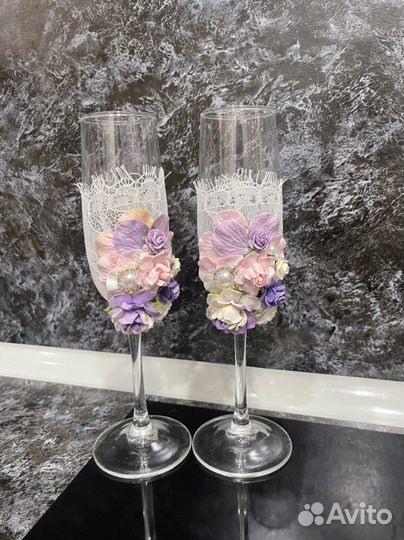 Свадебные бокалы ручной работы