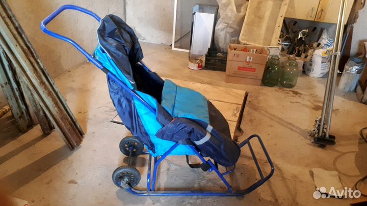 Коляска санки с большими колесами