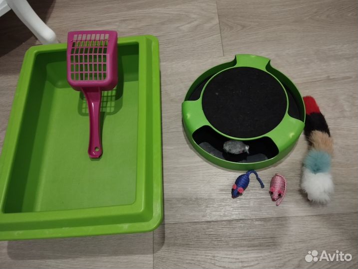 Лоток, кормушка, поилка, игрушки для котов и кошек