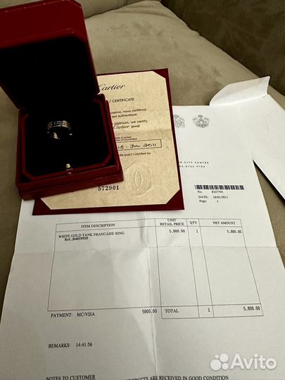 Кольцо cartier tank оригинал