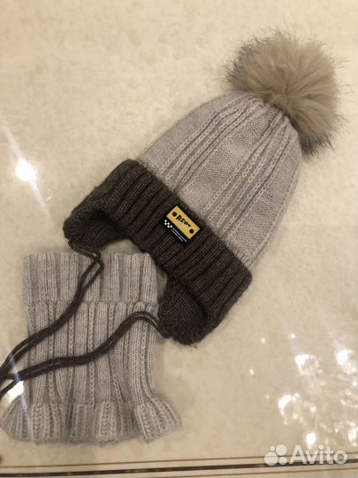 Шапка со снудом для мальчика зима