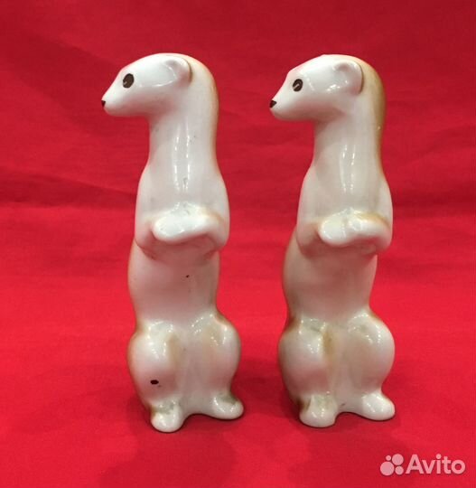 Статуэтки фарфоровые. Фигурки. Хорьки. Сурки. СССР