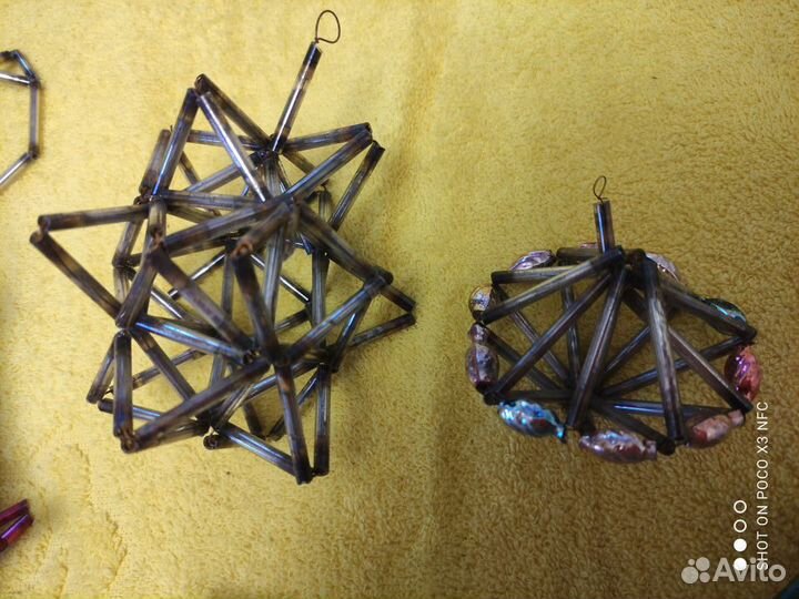 Елочные игрушки СССР 40-е-50-е из стекляруса, бусы