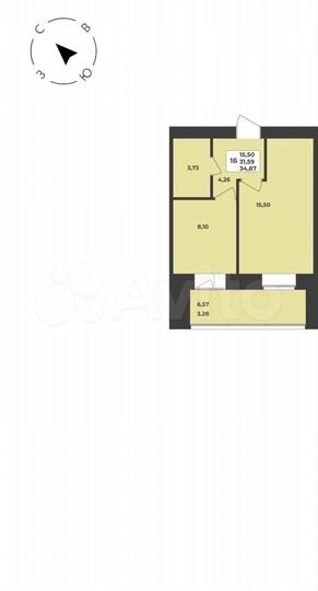 1-к. квартира, 34,9 м², 5/8 эт.