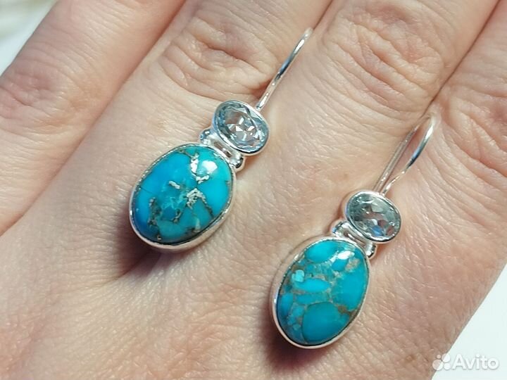 Серебряные серьги с бирюзой