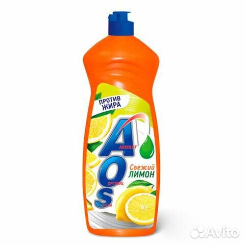 Средство мытья посуды 900 мл, AOS Лимон