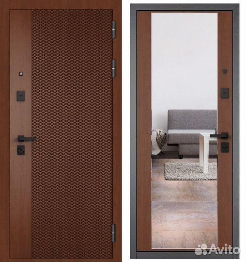 Входные металлические двери с зеркалом