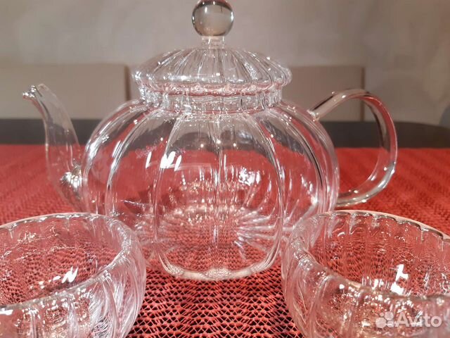 Чайник заварочный 800 мл+ 2 чашечки с двойн.стенк