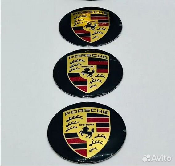 Наклейки на колесные диски Porsche Алюминий 60мм