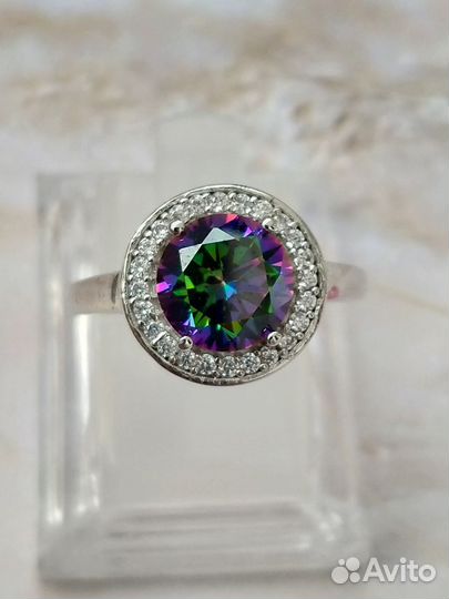 Серебряное кольцо с мистик кварцем 17,17,5 размер