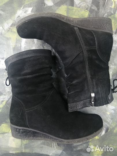 Полусапоги зимние замшевые на натуральном меху