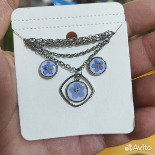 Кулон+серьги из эпоксидной смолы