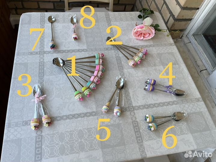 Ложка с декором из полимерной глины / набор