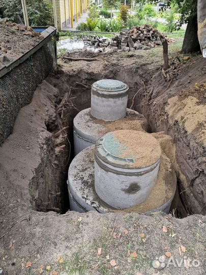 Септик переливной-дренажный жб колец