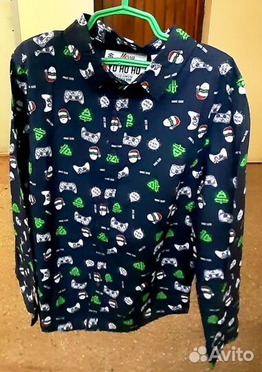 Рубашка новогодняя р.134-140