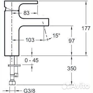 E98339-CP strayt смеситель без донного клапана