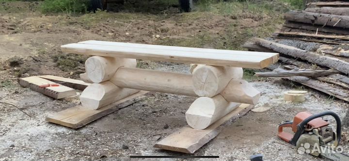 Лавка из бревна