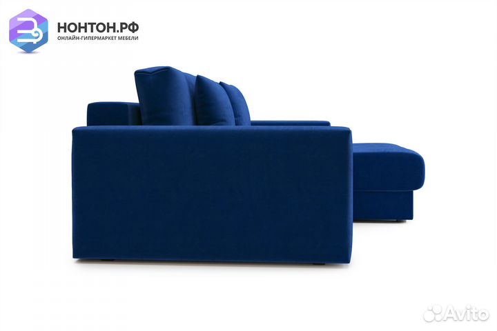 Диван угловой тик-так Монарх темно-синий