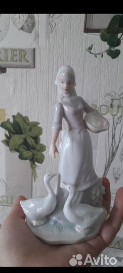 Фарфоровые статуэтки девушка с гусями гдр редкая