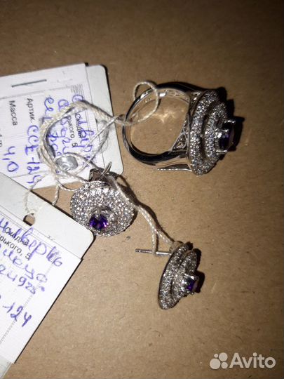 Кольцо и серьги набор,серебро