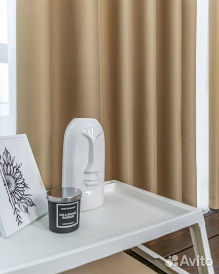 Комплект портьер блэкаут Амадео Песочный шторы