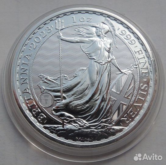 2 фунта 2023 года Великобритания серебро 999 пробы