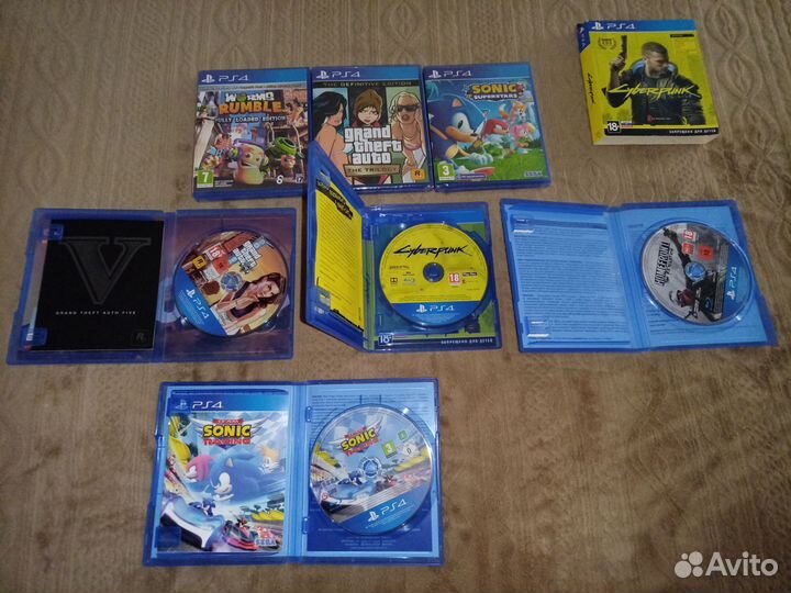 Игры ps4 sonic, GTA, cyberpunk, worms