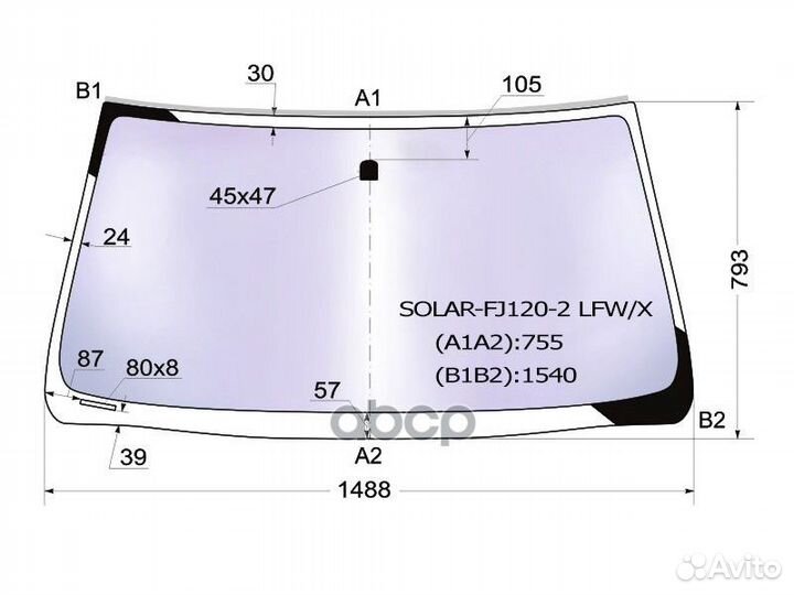 Стекло лобовое атермальное toyota land cruiser