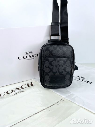 Сумка мужская Coach натуральная кожа слинг