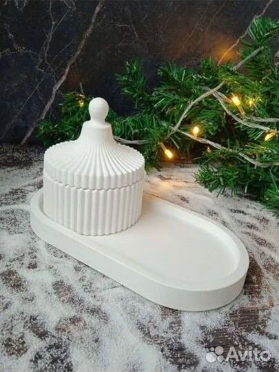 Шкатулка для украшений/подсвечник + поднос