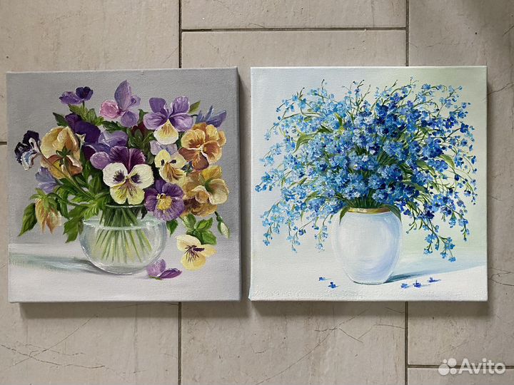 Картина маслом. Анютины глазки