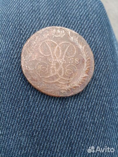 Монета старая немецкая 1758 года