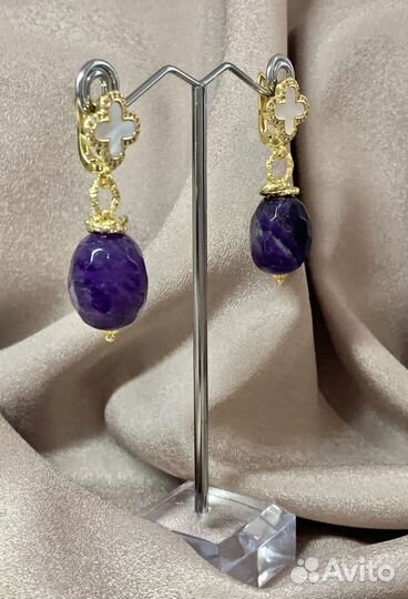 Серьги из натурального аметиста