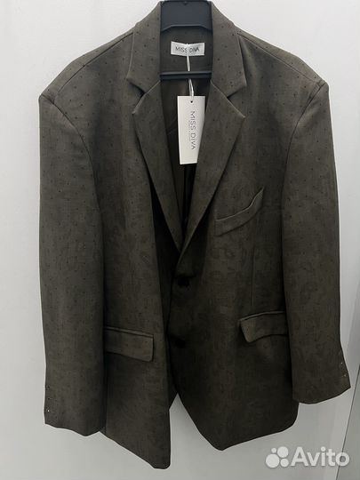 Пиджак оверсайз леопард стразы