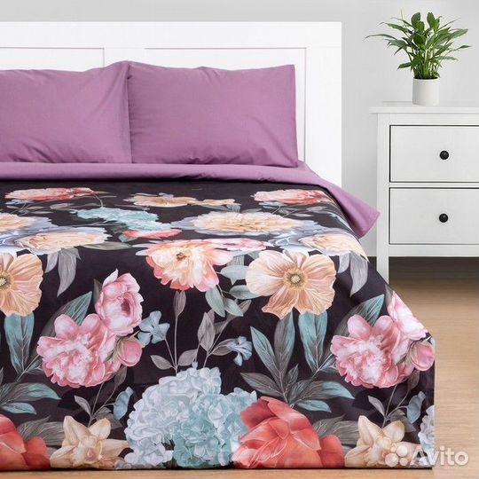 Постельное бельё Этель 1.5сп Flowers 143х215 см, 1