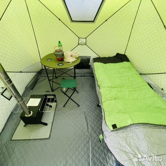 Палатка зимняя трехслойная куб для рыбалки и бани