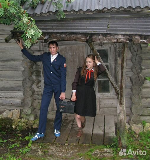 Школьная форма, фартук чёрный, барабан, горн